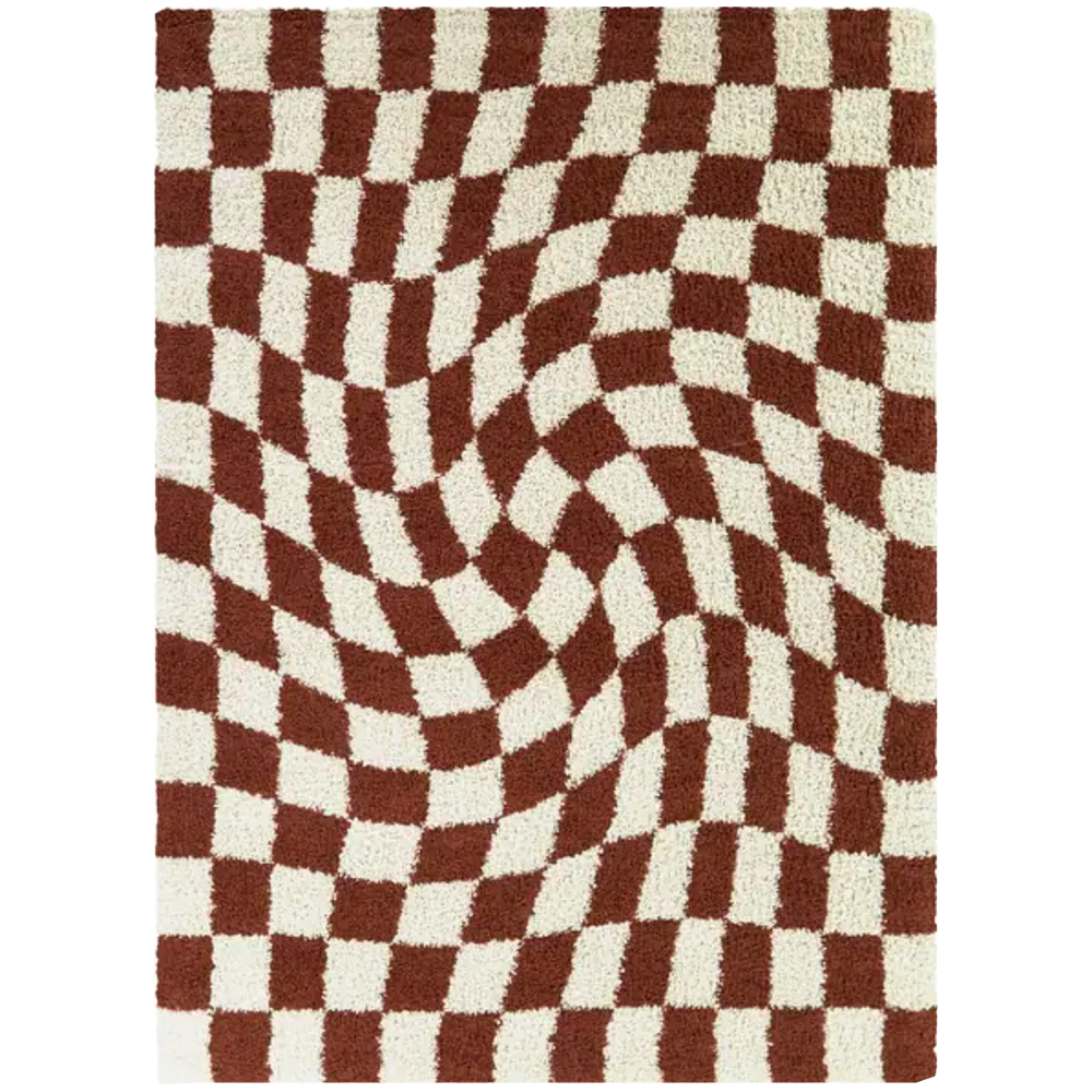 beige vanni checkered fringed area rug