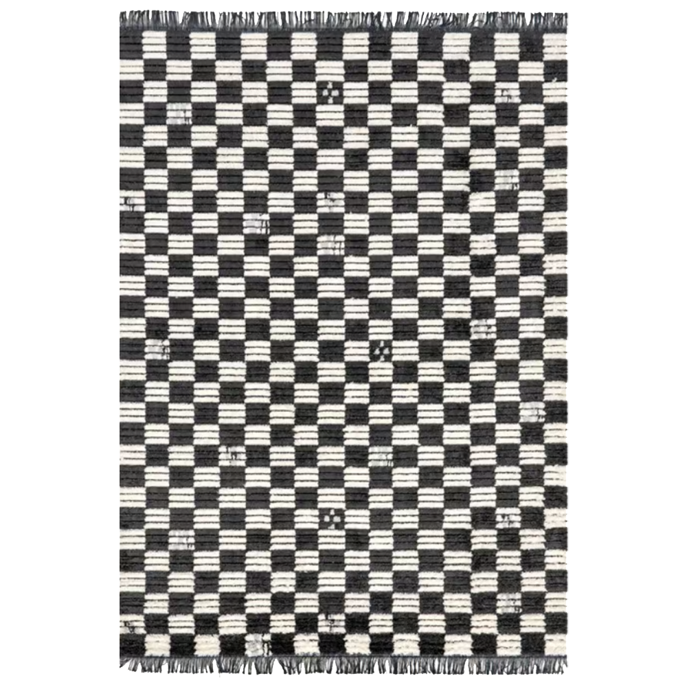 black and white checkered area rug