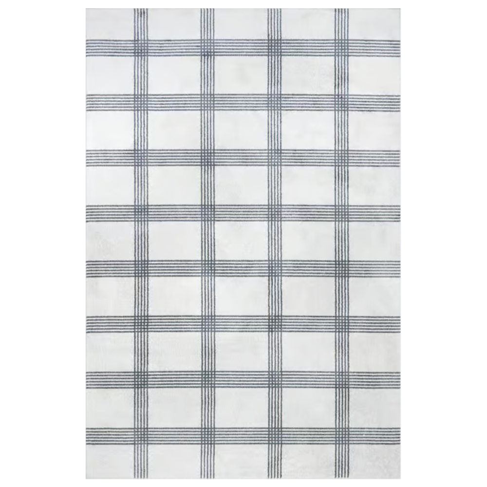 black checkered area rug